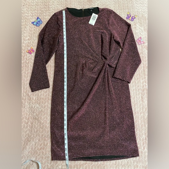 TORRID Pink & black Shimmer Metallic Long Sleeve Knotted Front Size 0/Large/12 - Picture 5 of 11